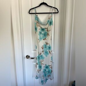 90s/y2k floral asymmetrical summer midi dress